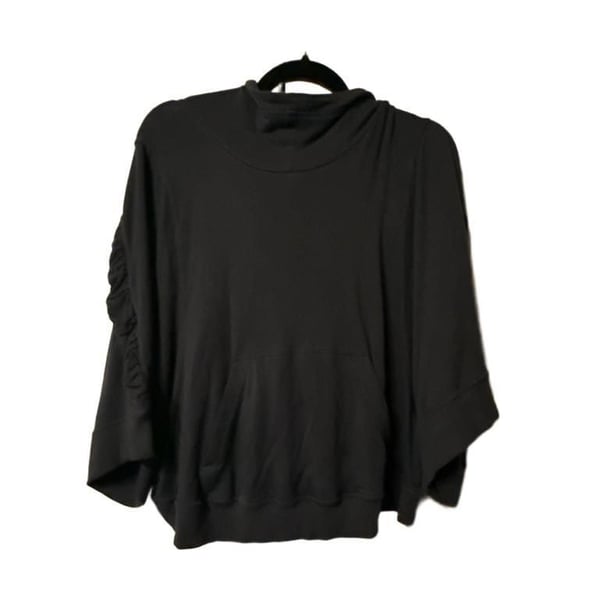 Weekend Andrea Jovine Hoodie Size M Black Ruched Sleeve Poncho