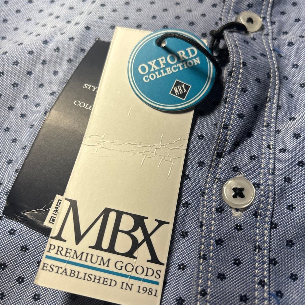 MBX Long Sleeve Button Down Shirt Blue star Dot 8
