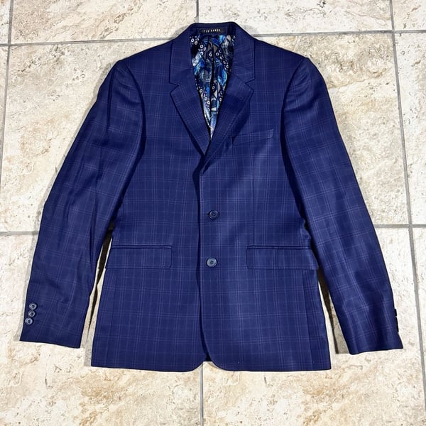 Ted Baker Modern Fit Blue Windowpane Blazer Jacket