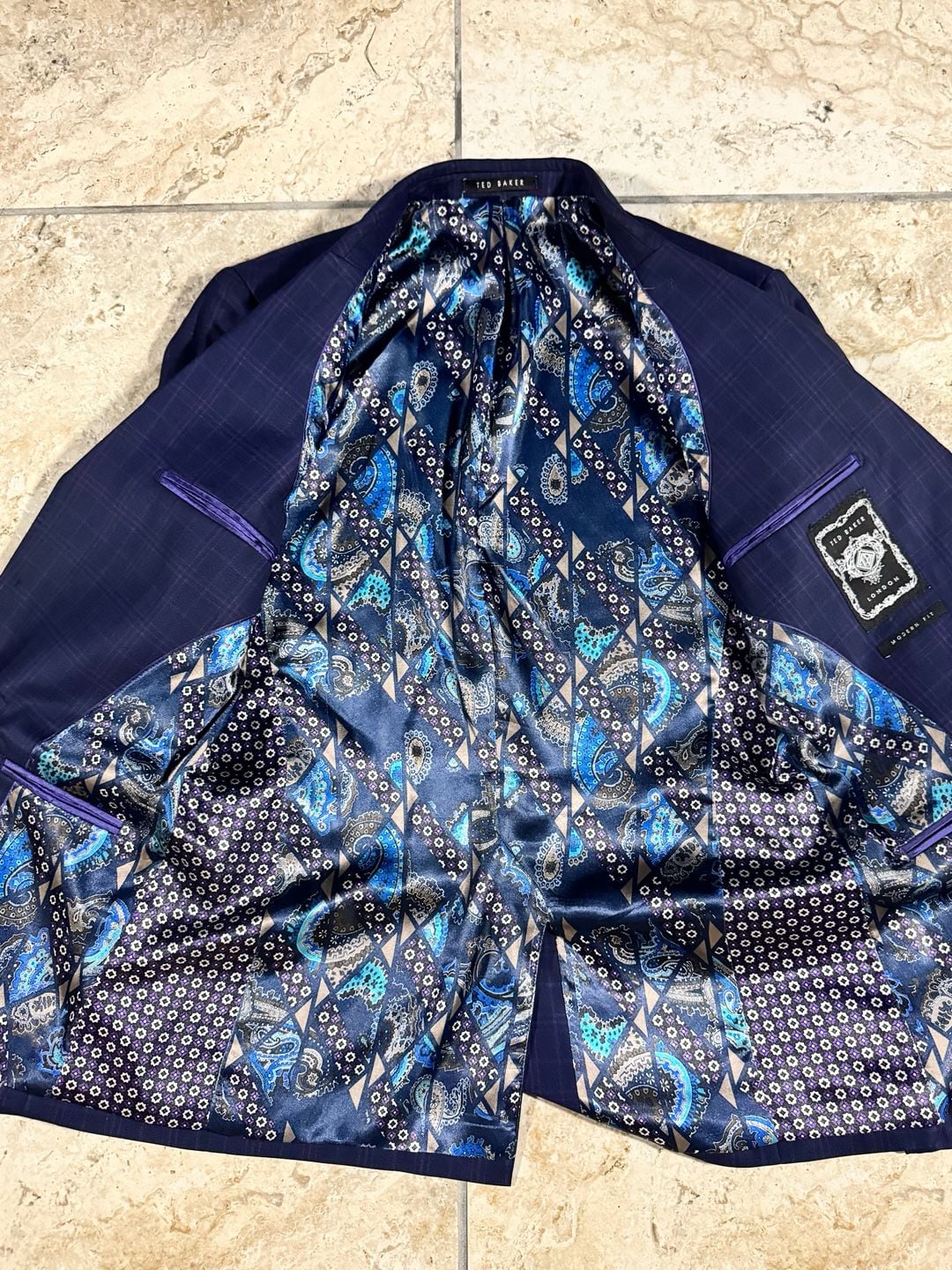 Ted Baker Modern Fit Blue Windowpane Blazer Jacket 4