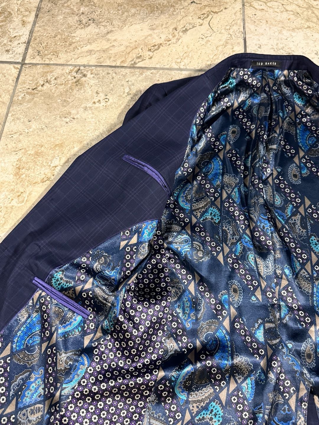 Ted Baker Modern Fit Blue Windowpane Blazer Jacket 6