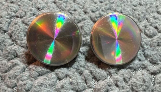 Vintage Mid Century Holographic Iridescent Clip-On Earrings 2