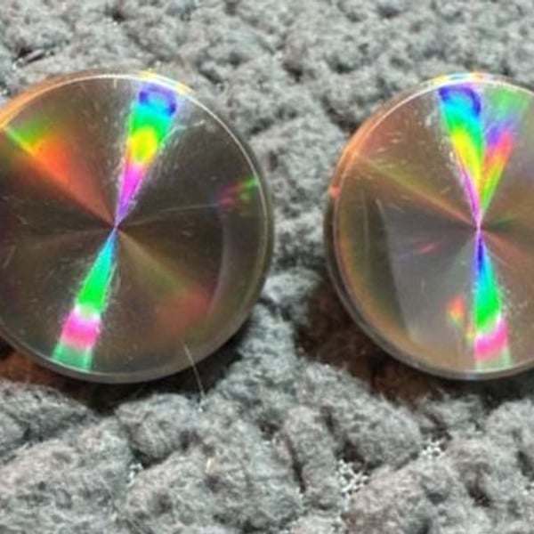Vintage Mid Century Holographic Iridescent Clip-On Earrings