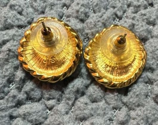 Judith Jack Vintage Gold Tone Black Stone Stud Earrings 3