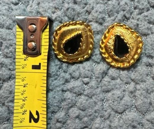 Judith Jack Vintage Gold Tone Black Stone Stud Earrings 4