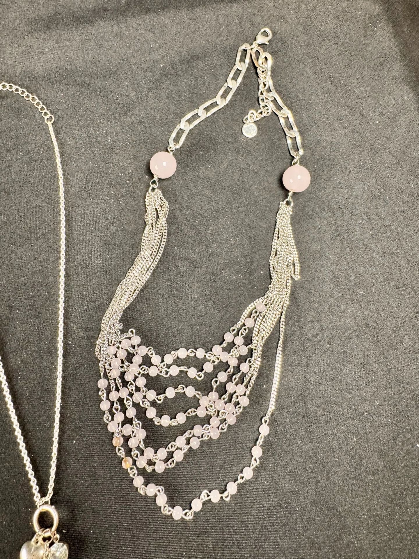 Lot of 6 Silver Tone Blush Pink Jewelry Necklaces Bracelets Earrings 12