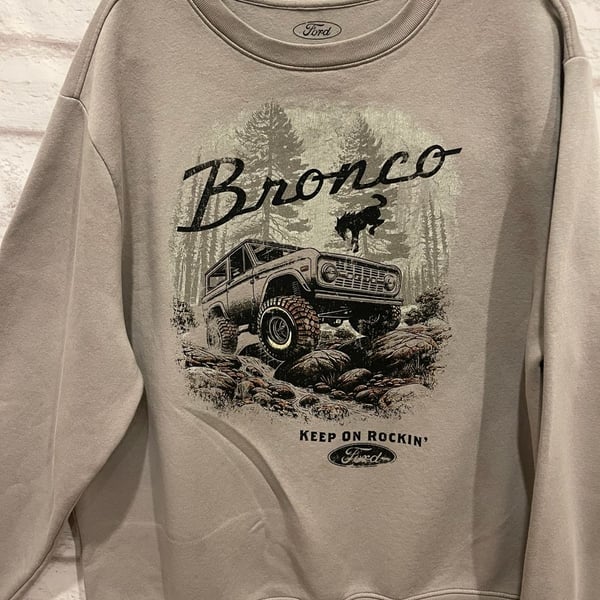 Ford Bronco Sweatshirt Size XL Gray Graphic Crewneck Fleece Pullover