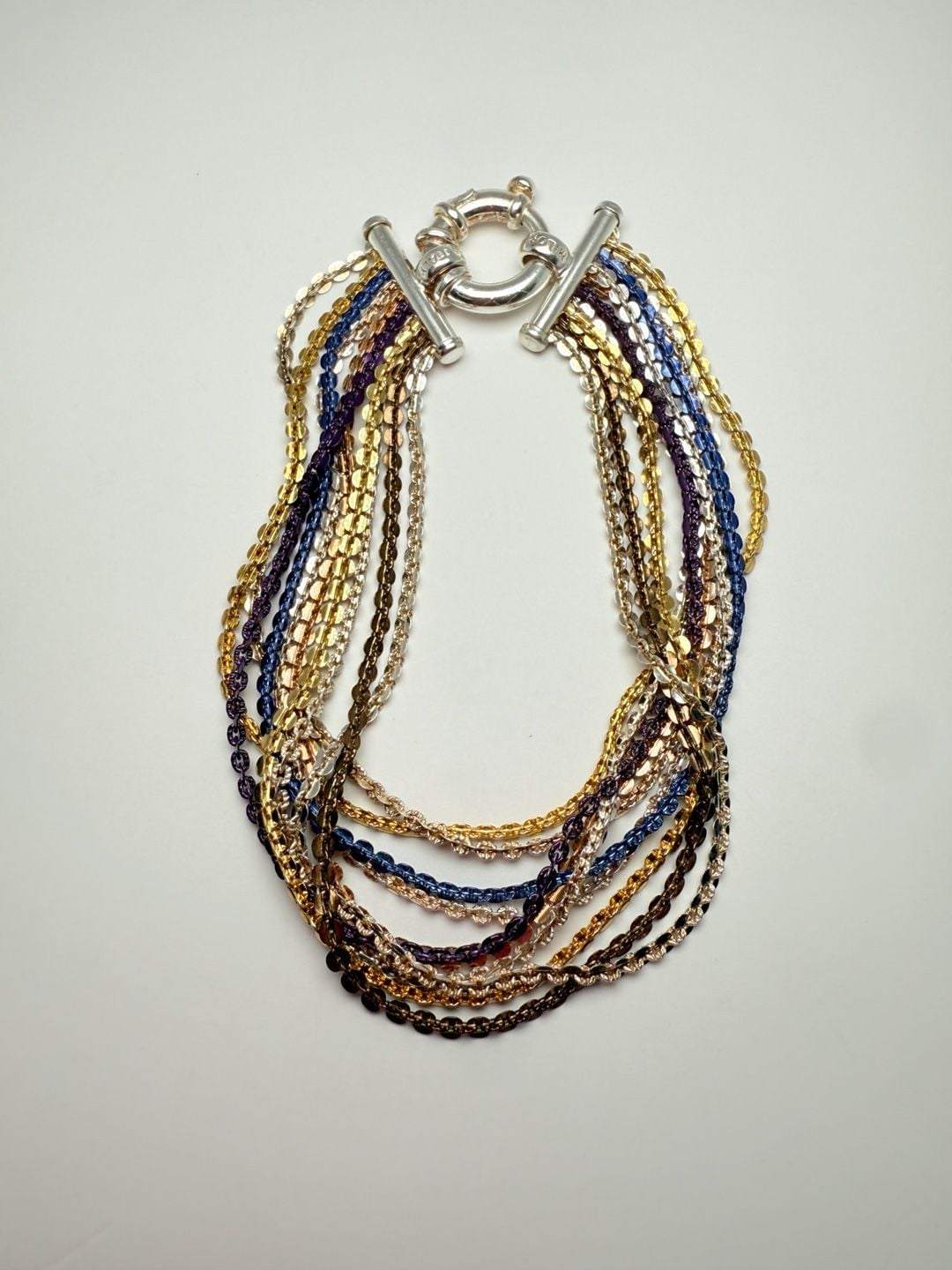 Milor Italy Sterling Silver 10 Strand Multicolor Bracelet Size 7 Inch 2