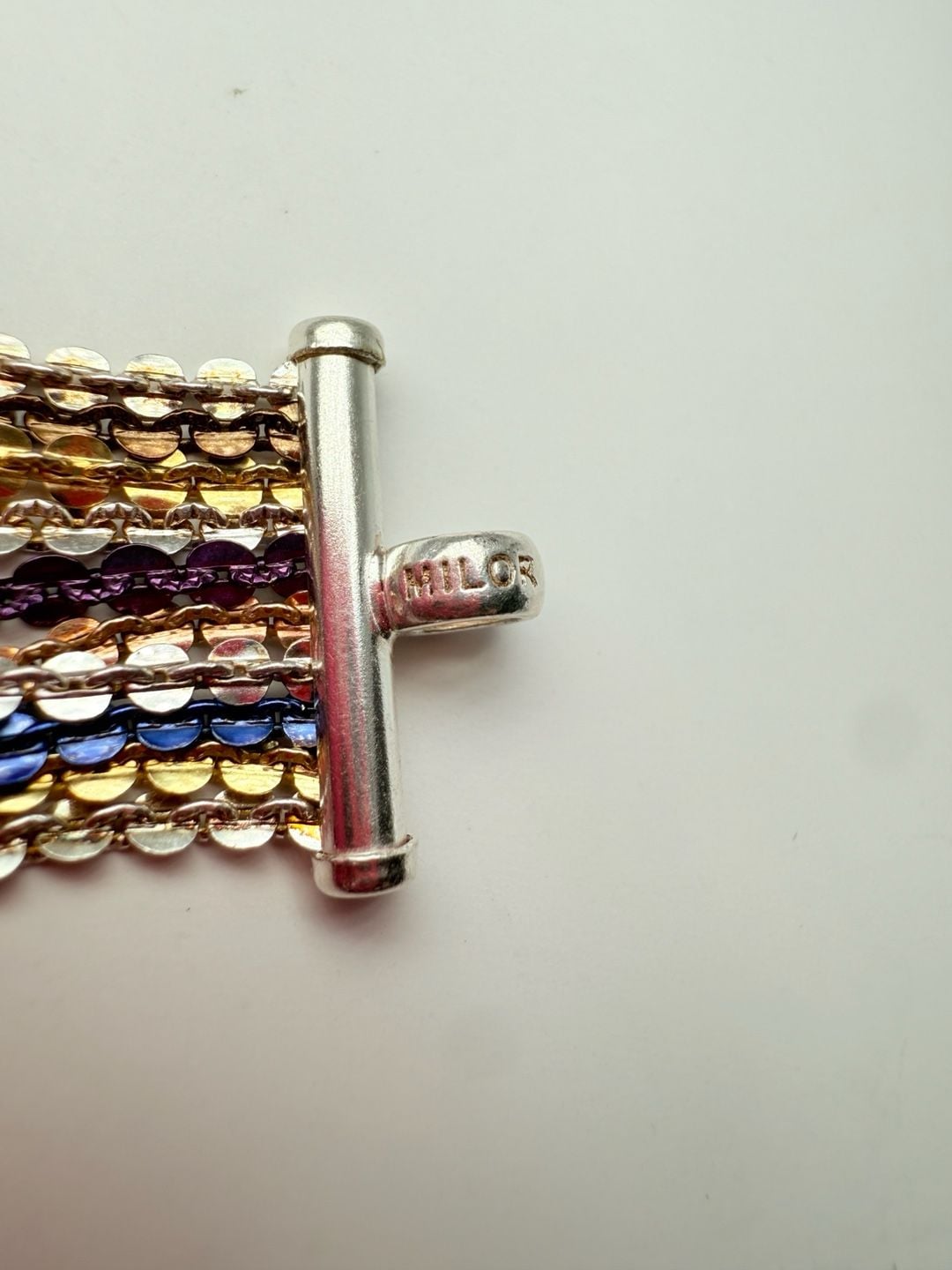 Milor Italy Sterling Silver 10 Strand Multicolor Bracelet Size 7 Inch 11