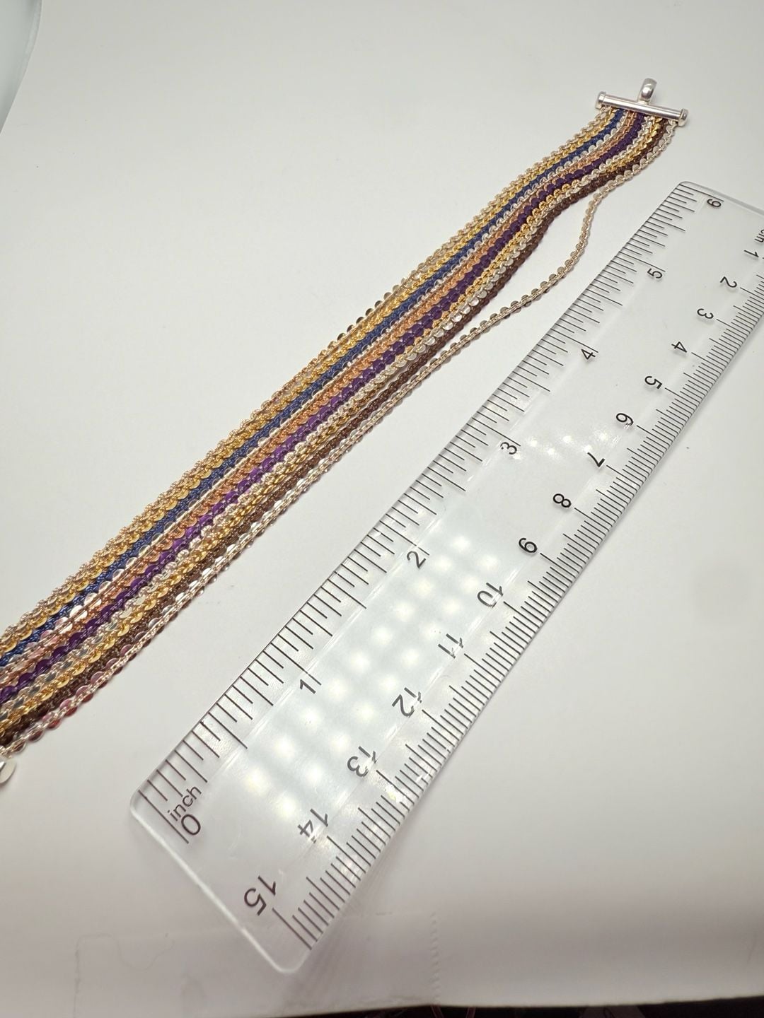 Milor Italy Sterling Silver 10 Strand Multicolor Bracelet Size 7 Inch 12