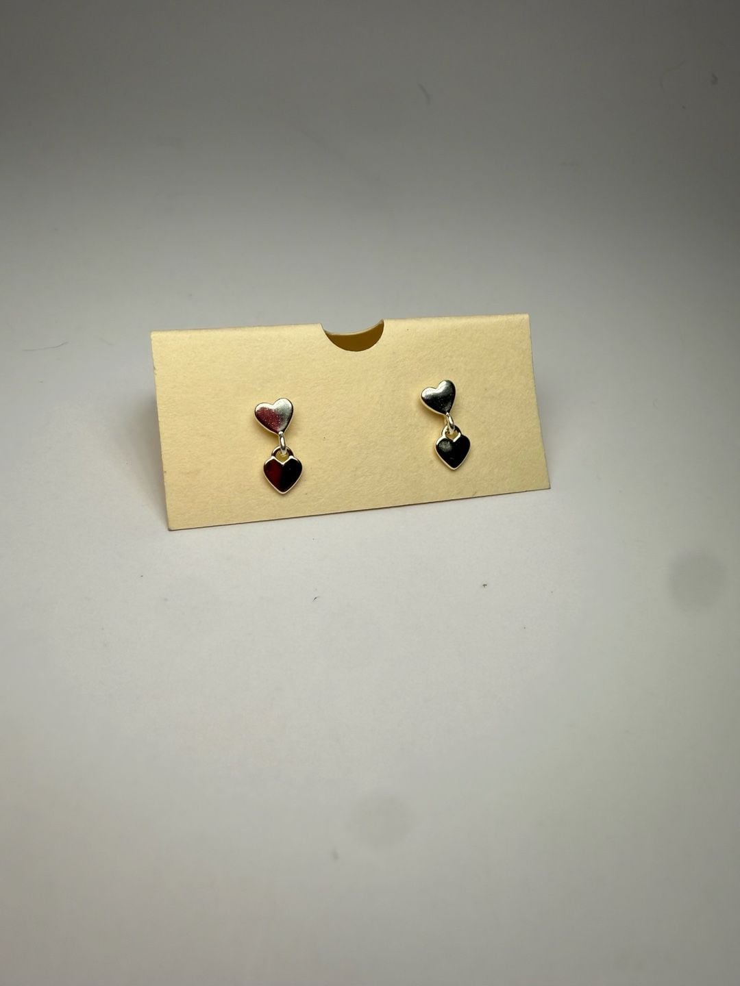Sterling Silver Double Heart Drop Dangle Stud Earrings 4