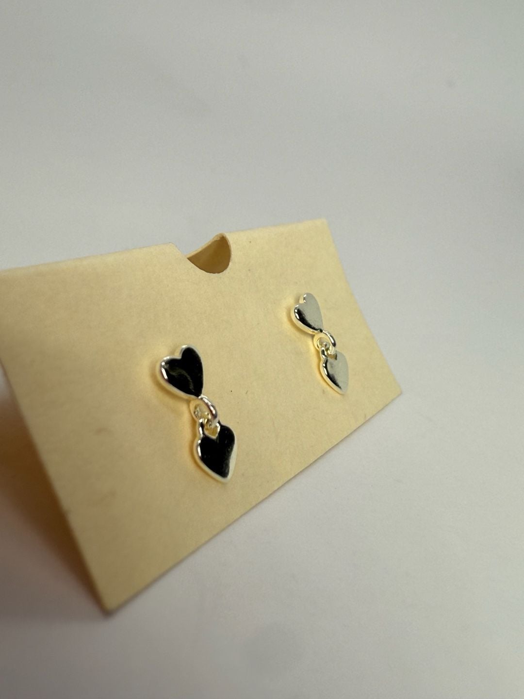 Sterling Silver Double Heart Drop Dangle Stud Earrings 5