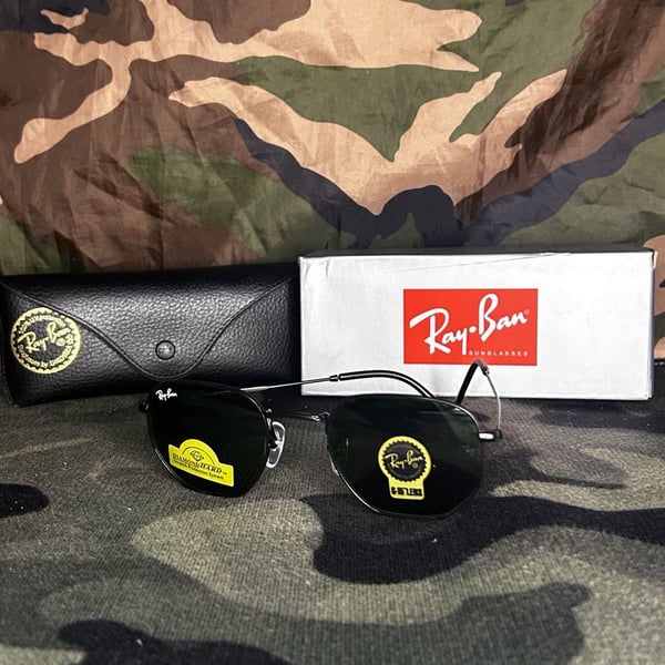 Ray-Ban Hexagonal Flat Lenses Size 50-21 Black G-15 Sunglasses