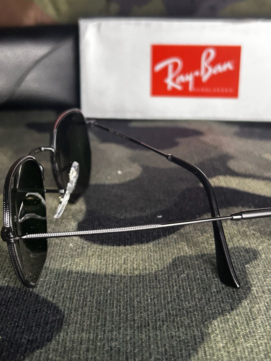 Ray-Ban Hexagonal Flat Lenses Size 50-21 Black G-15 Sunglasses 6