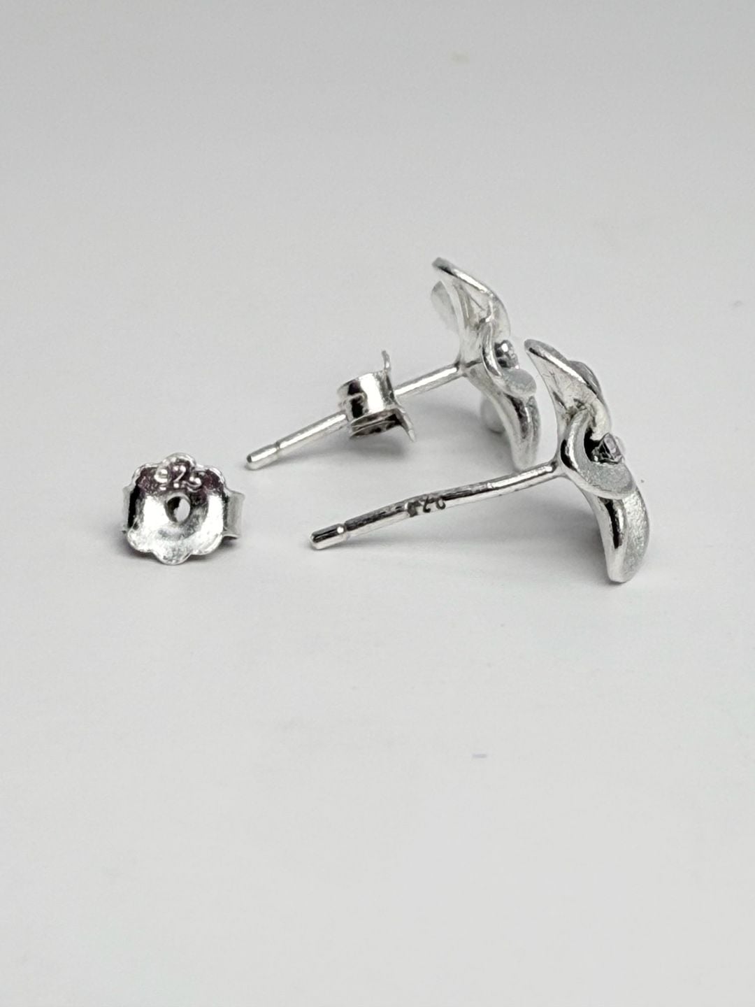 2W 925 Sterling Silver Plumeria Flower CZ Stud Earrings 5
