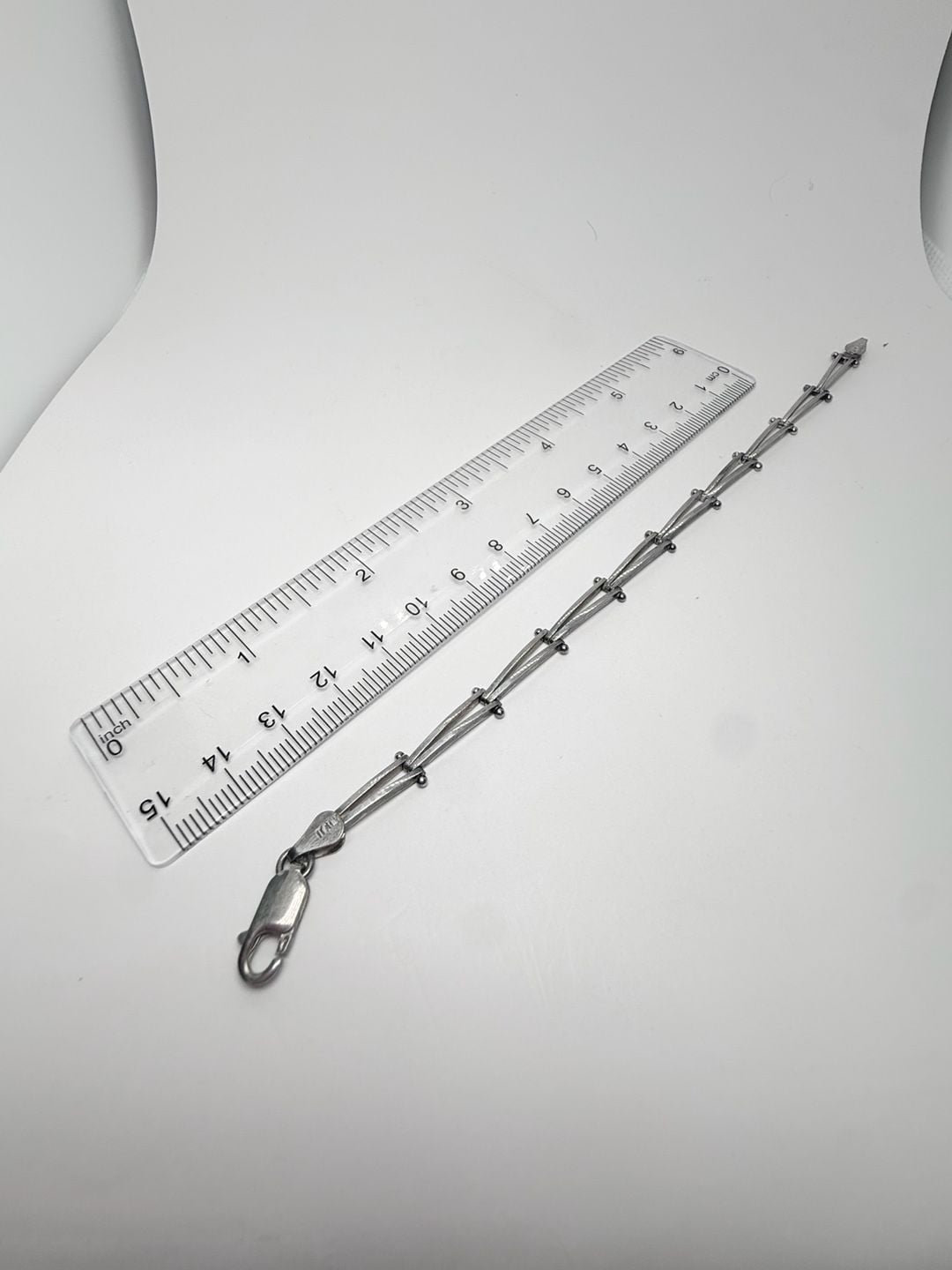 Vintage Italian Sterling Silver 925 Bar Panel Link Bracelet 8