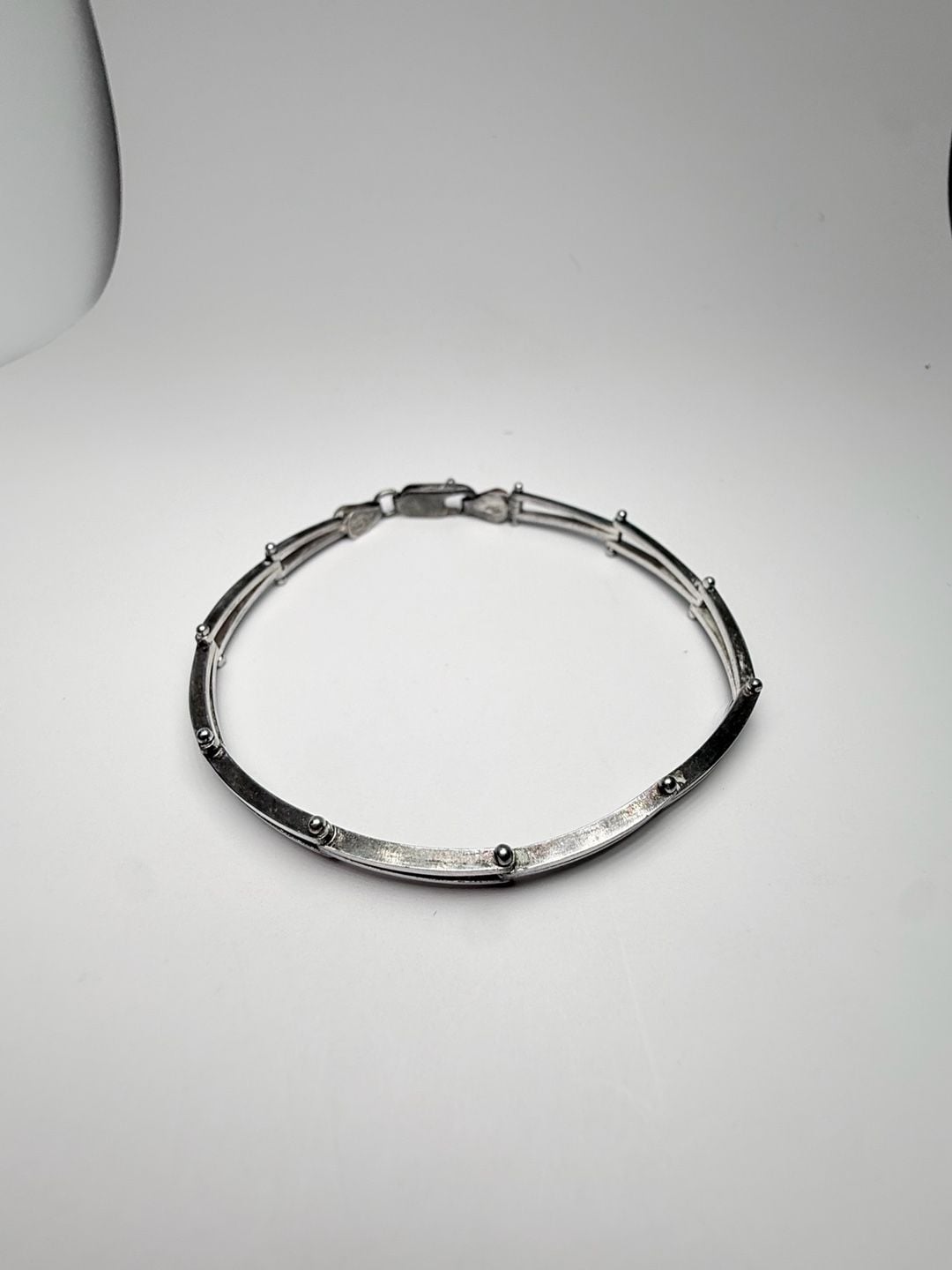 Vintage Italian Sterling Silver 925 Bar Panel Link Bracelet 9