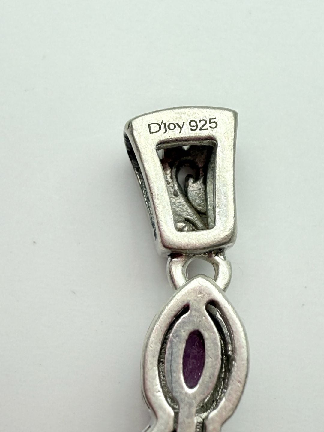 D'Joy Pink Sapphire Sterling Silver Three Stone Pendant 7
