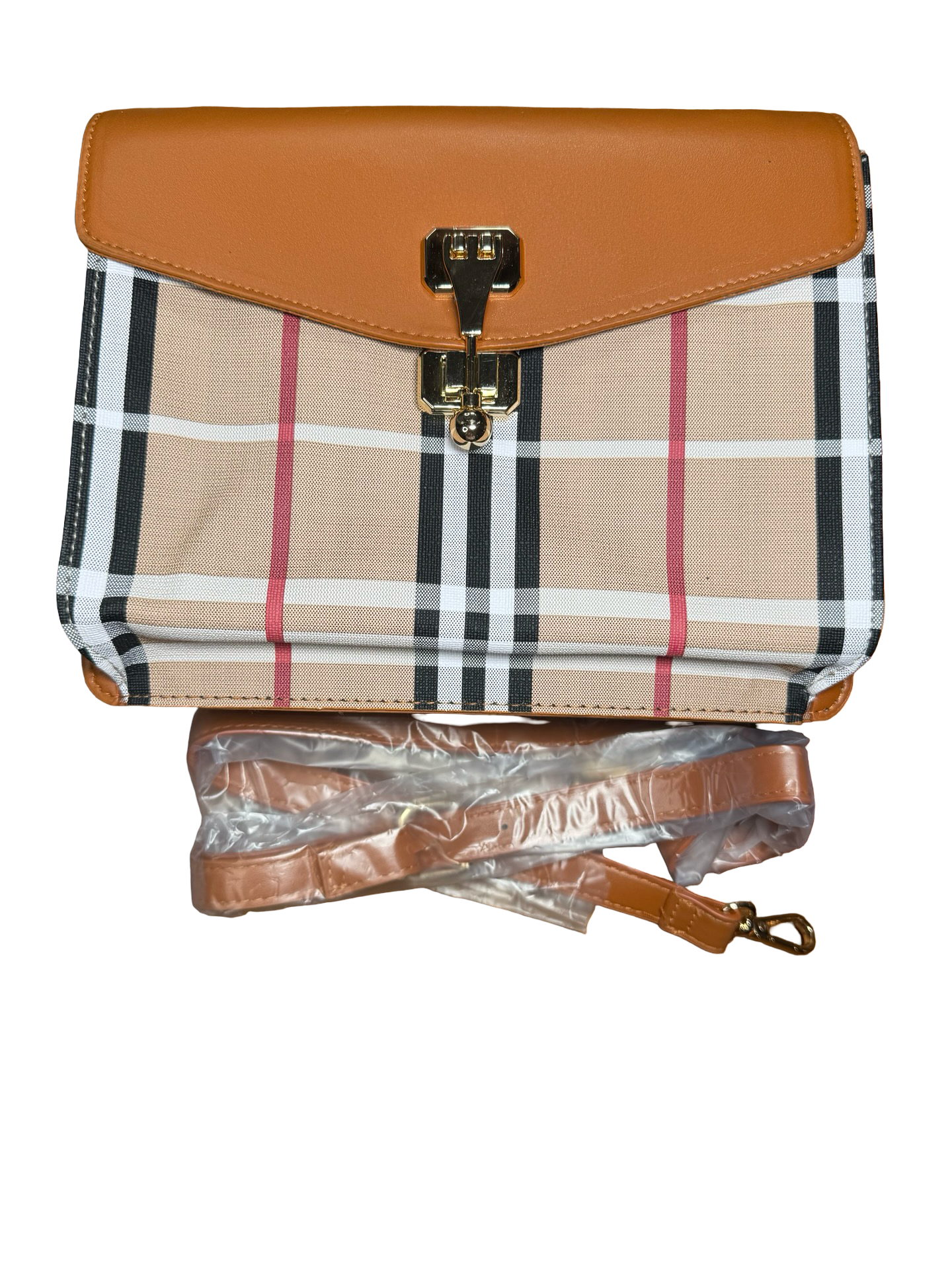 Loulu Berry Collection Plaid Crossbody Handbag With Strap 1