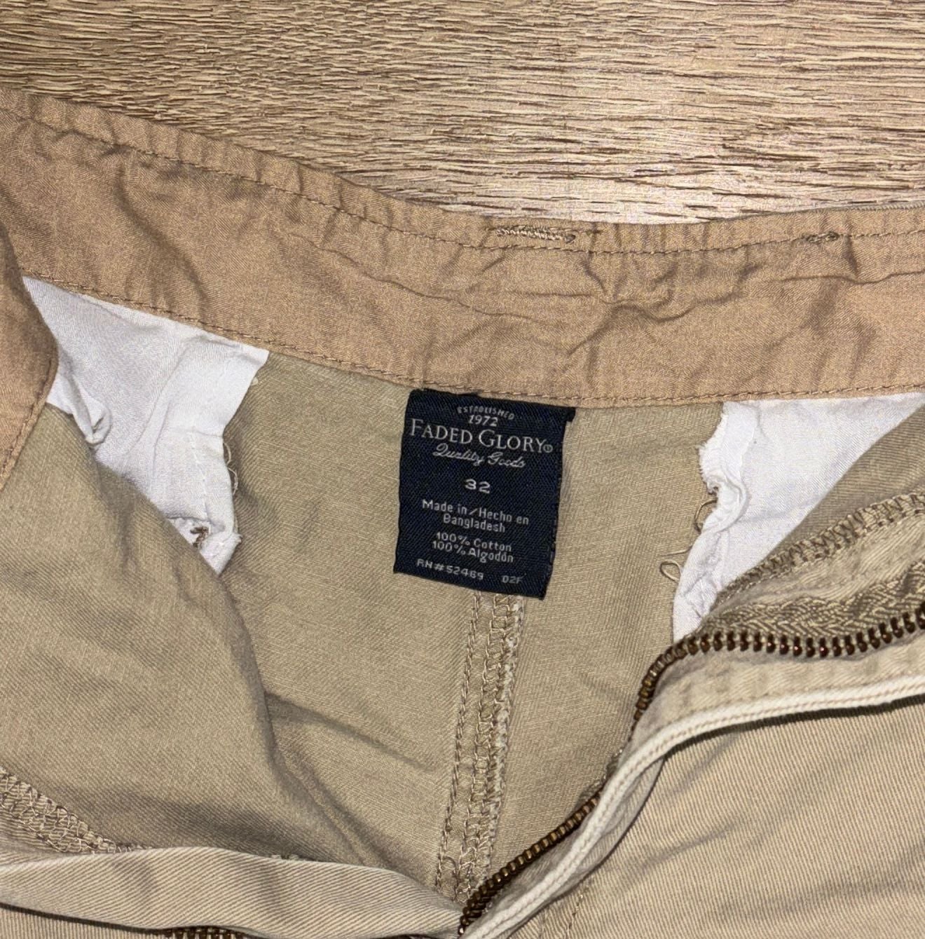 Faded Glory Cargo Shorts Size 32 Tan Cotton 2