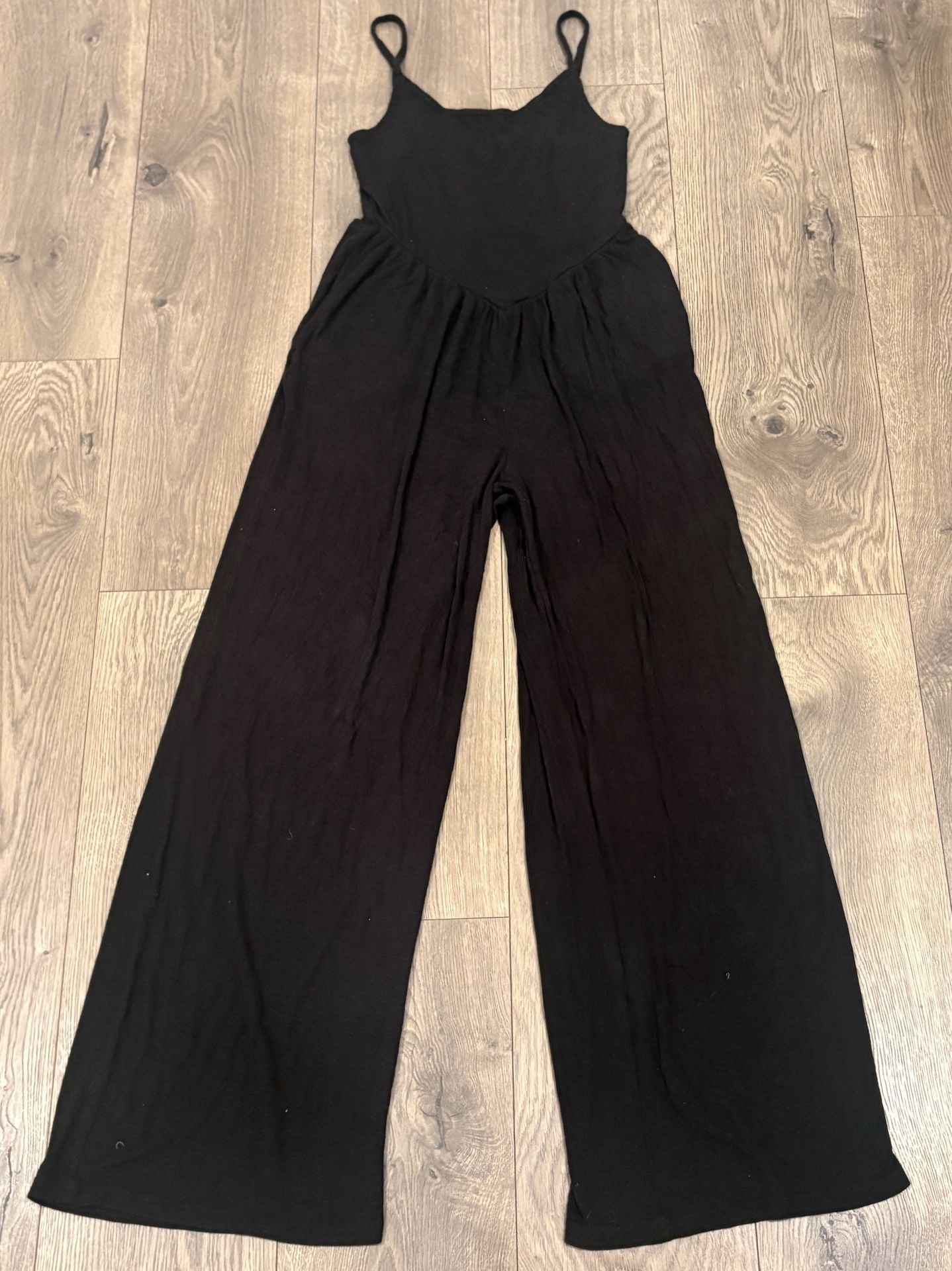No Boundaries Jumpsuit Size S (4-6) Black Wide Leg Spaghetti Strap 2