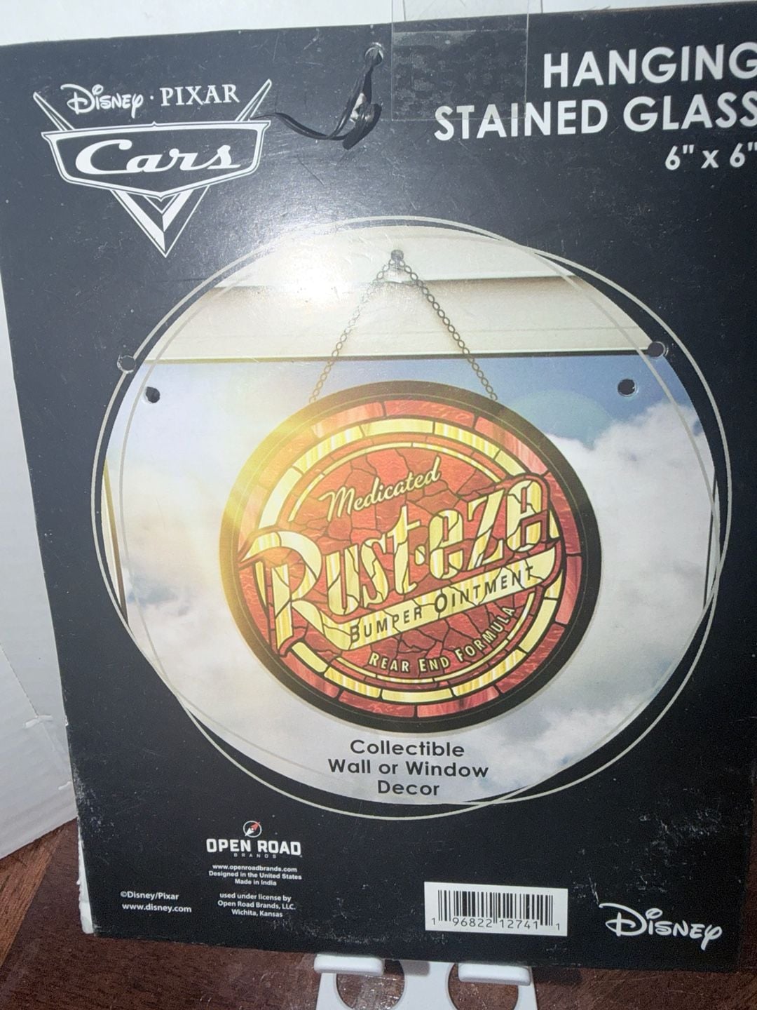Disney Pixar Cars Rust-eze Hanging Stained Glass 6x6 Wall Window Decor 5
