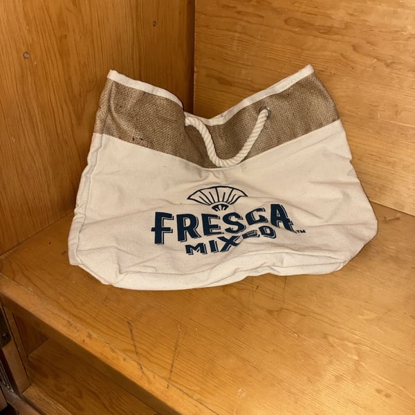 Fresca Mixed Canvas & Burlap Beach Tote Bag