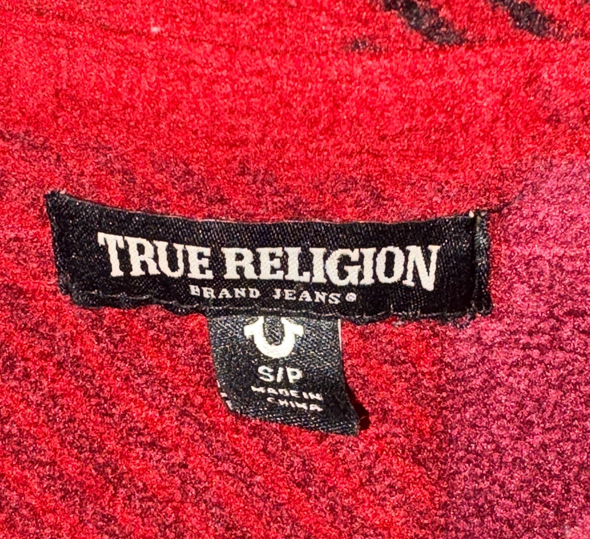True Religion Polar Fleece Shacket Red Plaid Snap Button Shirt Small 5