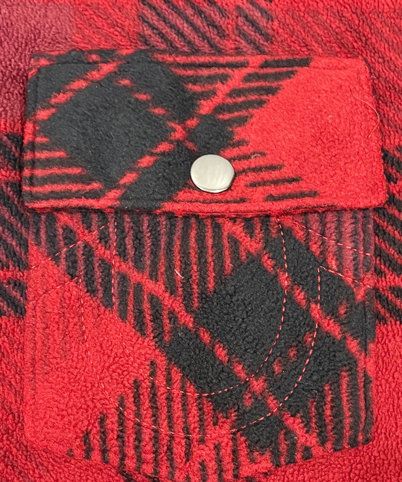 True Religion Polar Fleece Shacket Red Plaid Snap Button Shirt Small 6