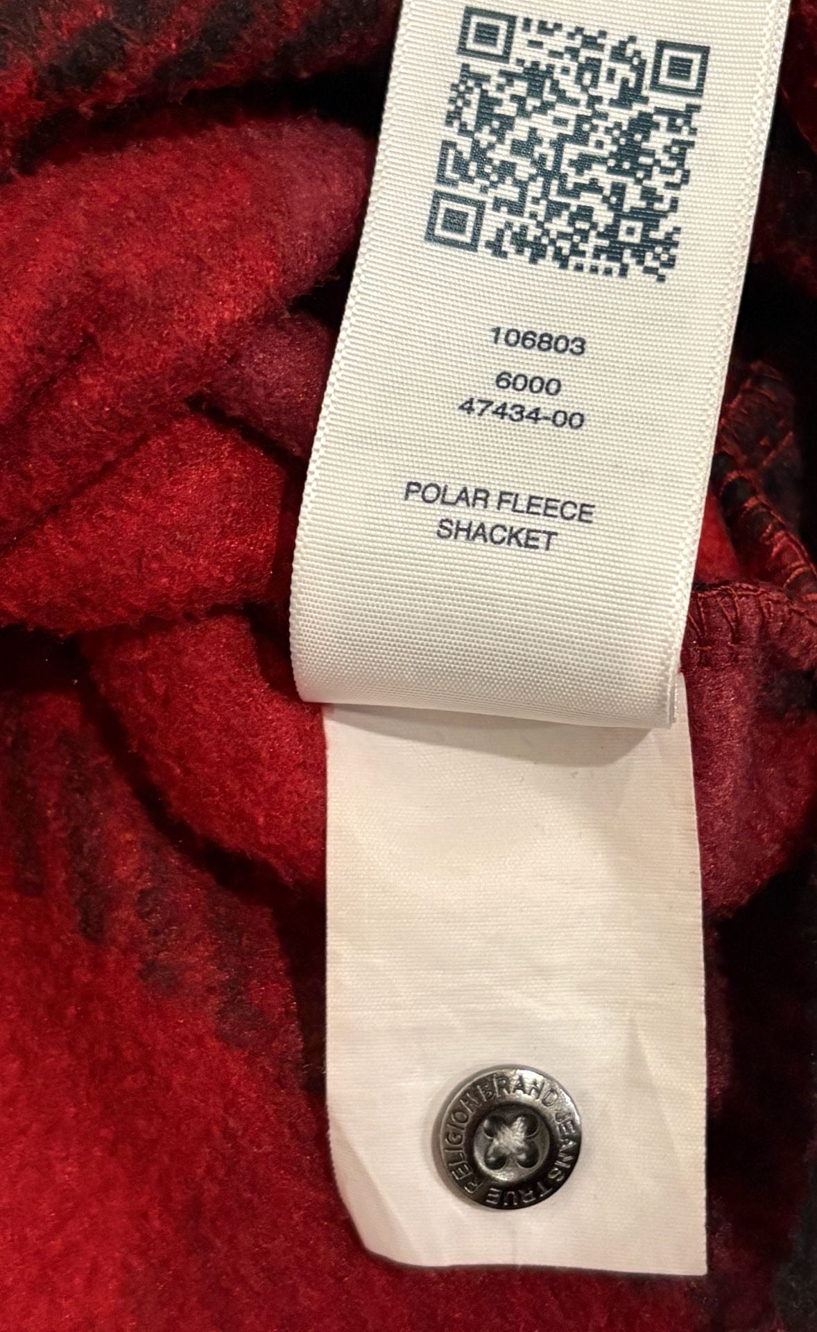 True Religion Polar Fleece Shacket Red Plaid Snap Button Shirt Small 7