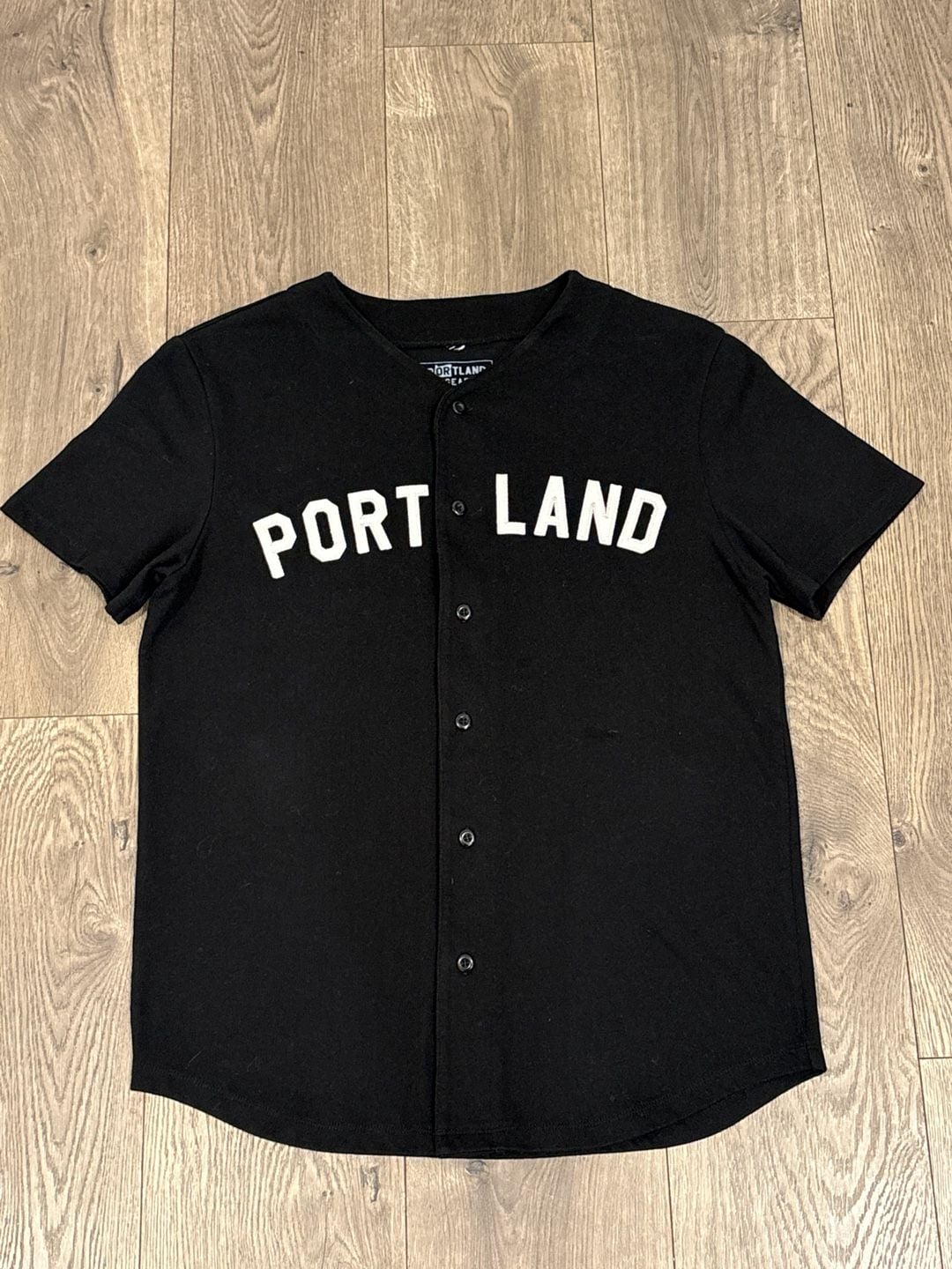 Portland Gear Baseball Jersey Size Medium Black White Applique 2