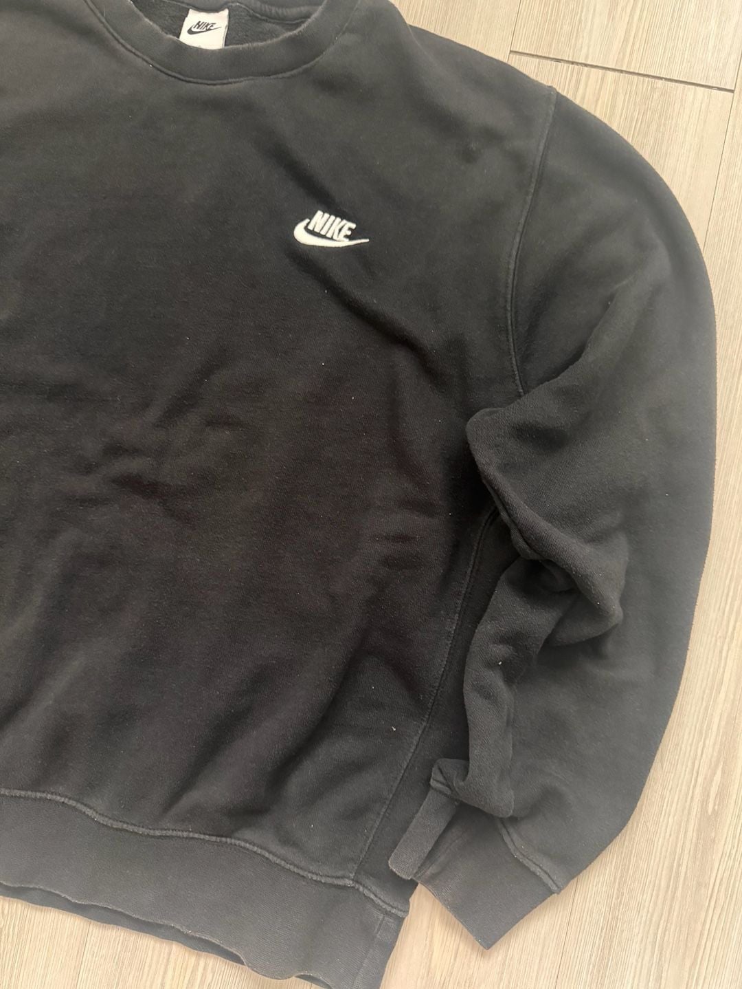 Nike Club Fleece Crewneck Minimalist Pullover Sweatshirt Size L Black 3