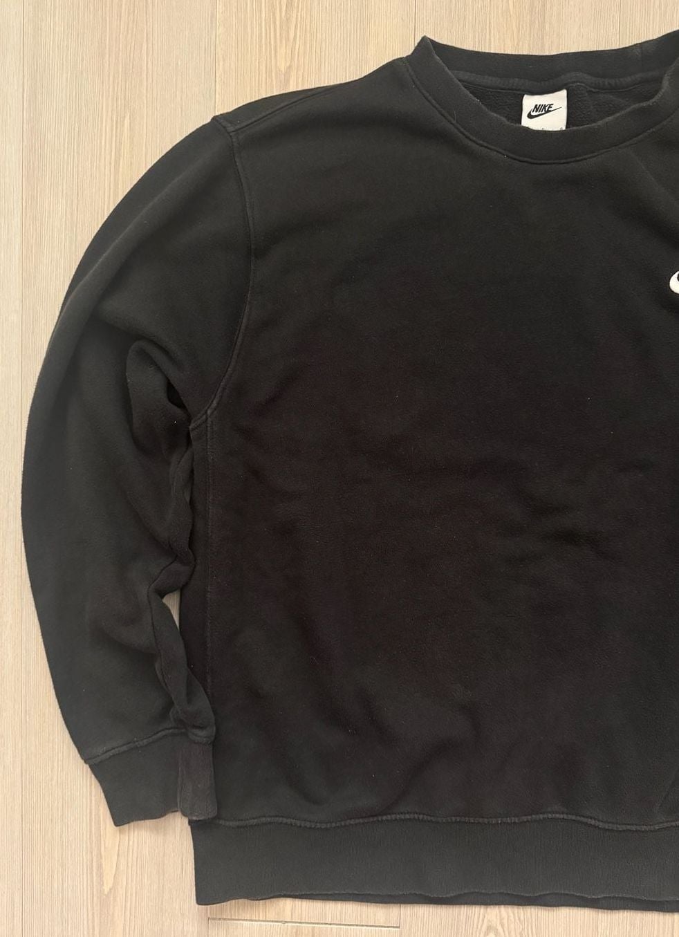 Nike Club Fleece Crewneck Minimalist Pullover Sweatshirt Size L Black 4
