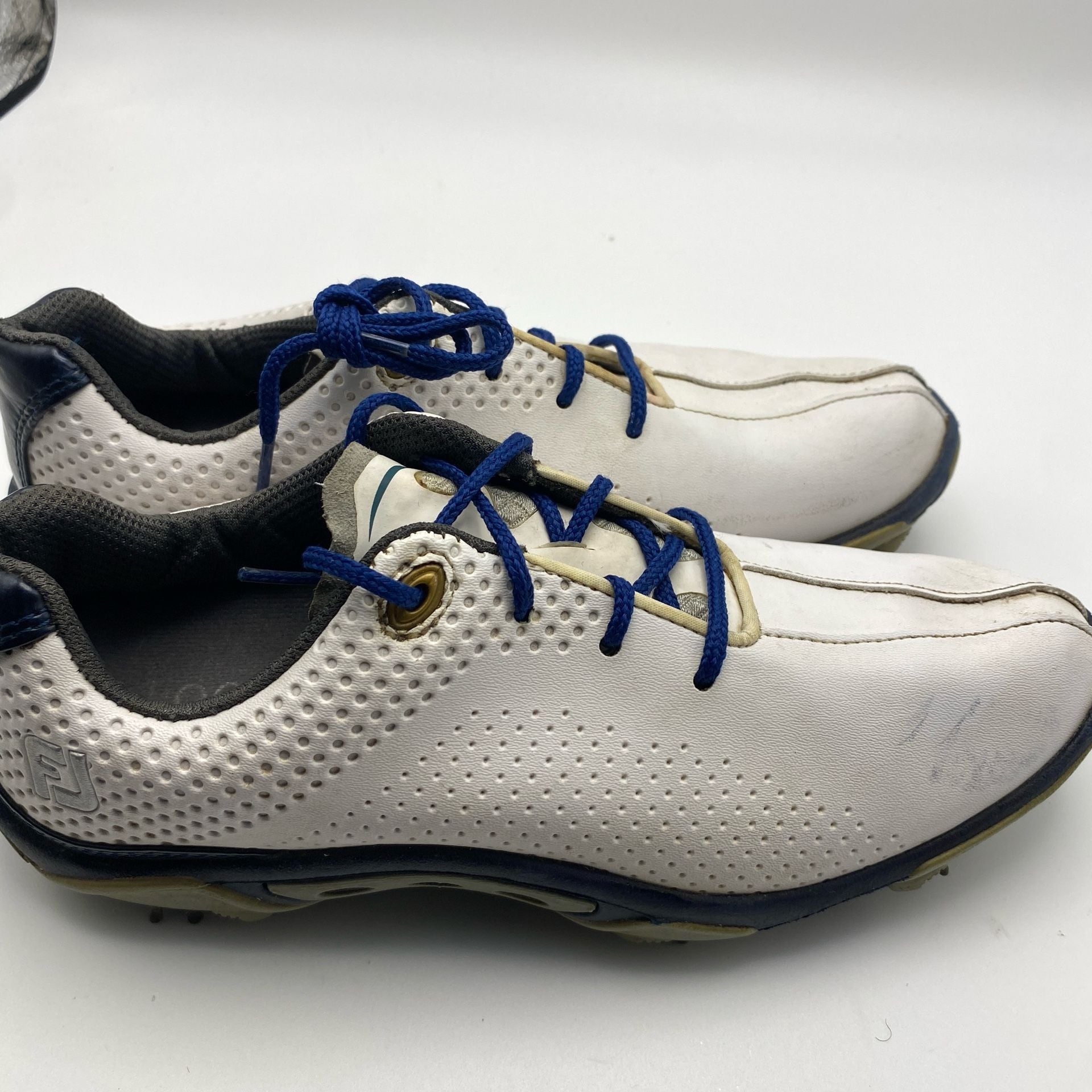 FootJoy Junior DNA Golf Shoes 45023 White/Navy Blue/Gray Youth Size 5M (G1017) 5