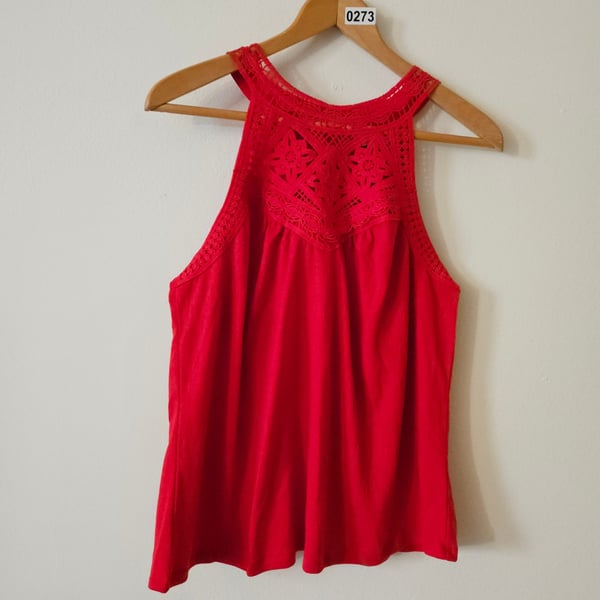 Red Lace Halter Tank Top 283