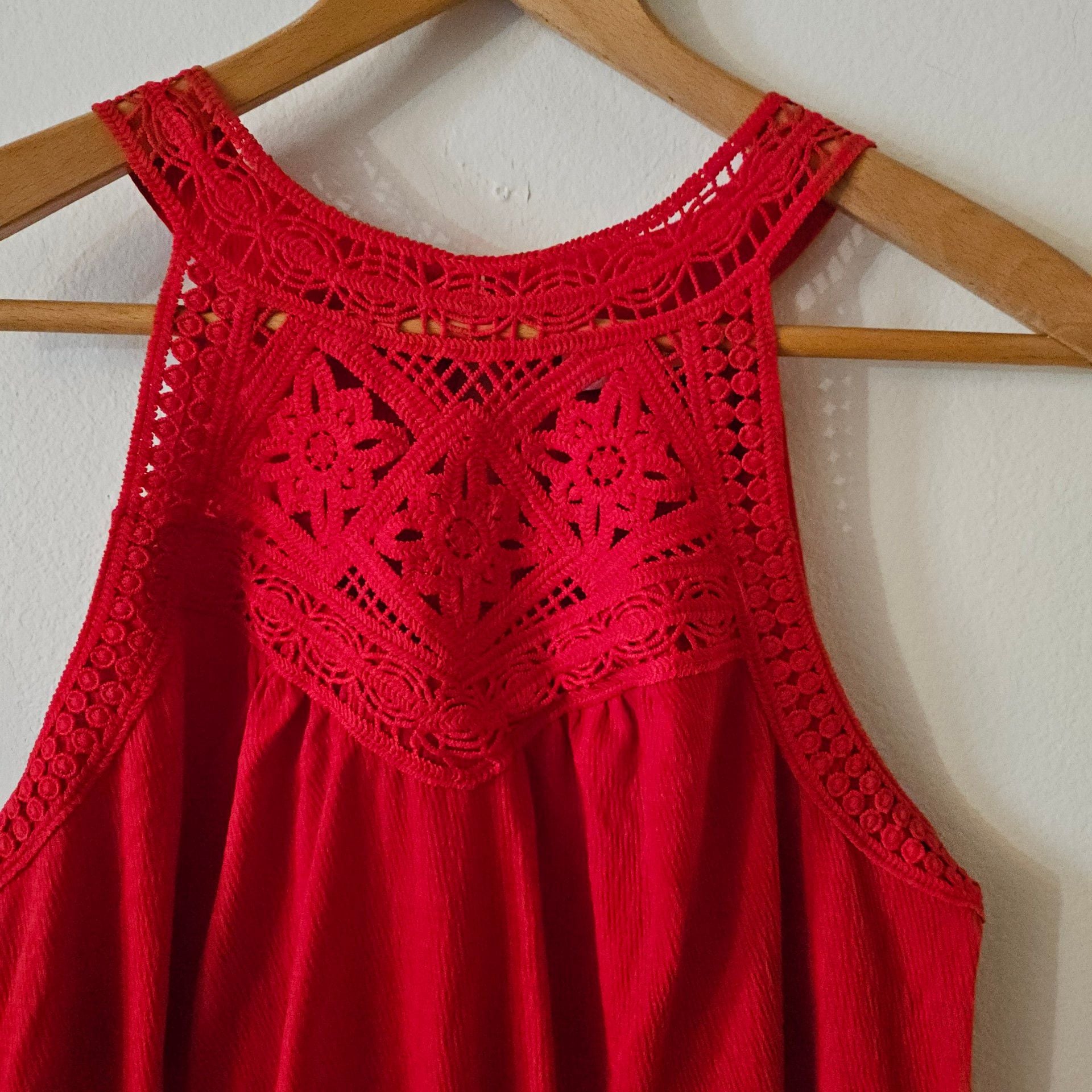 Red Lace Halter Tank Top 283 3