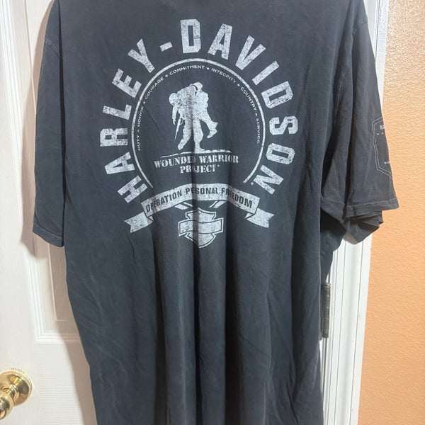 Harley-Davidson Wounded Warrior Project T-Shirt Size L Black Graphic Tee