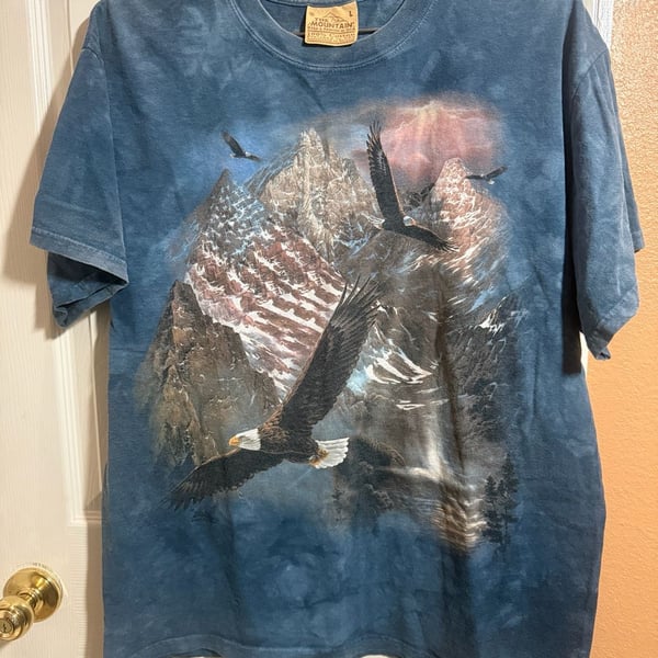 The Mountain Majestic Flight Eagle T-Shirt Size L Blue