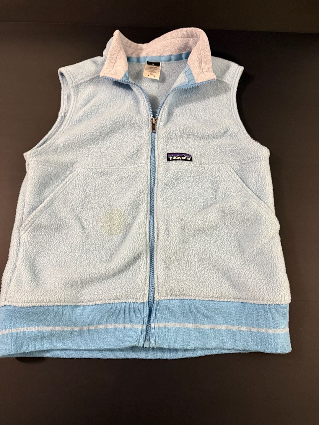 Patagonia Fleece Vest Size Kids' 12 Light Blue Full Zip 2