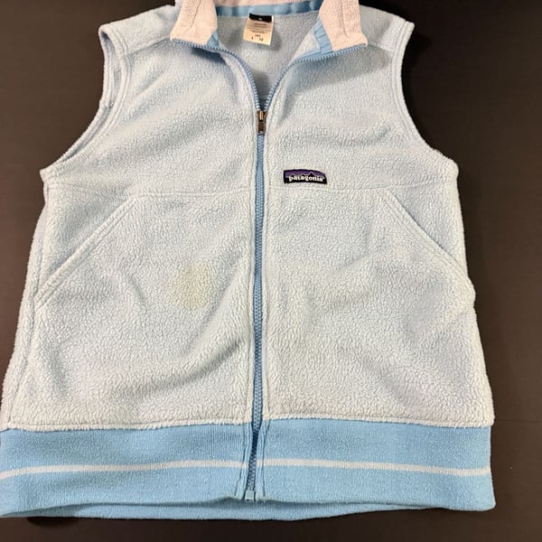Patagonia Fleece Vest Size Kids' 12 Light Blue Full Zip