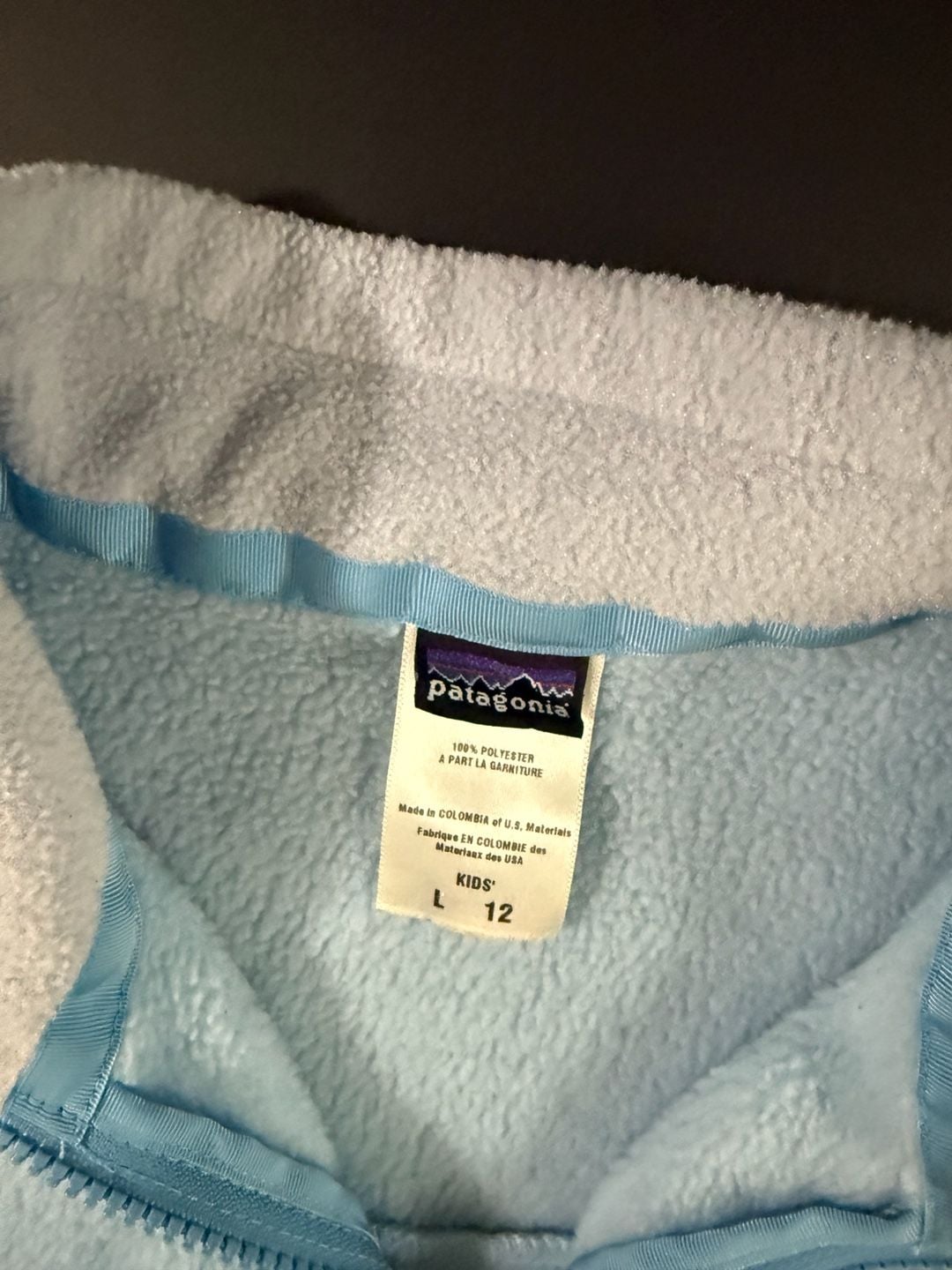Patagonia Fleece Vest Size Kids' 12 Light Blue Full Zip 3