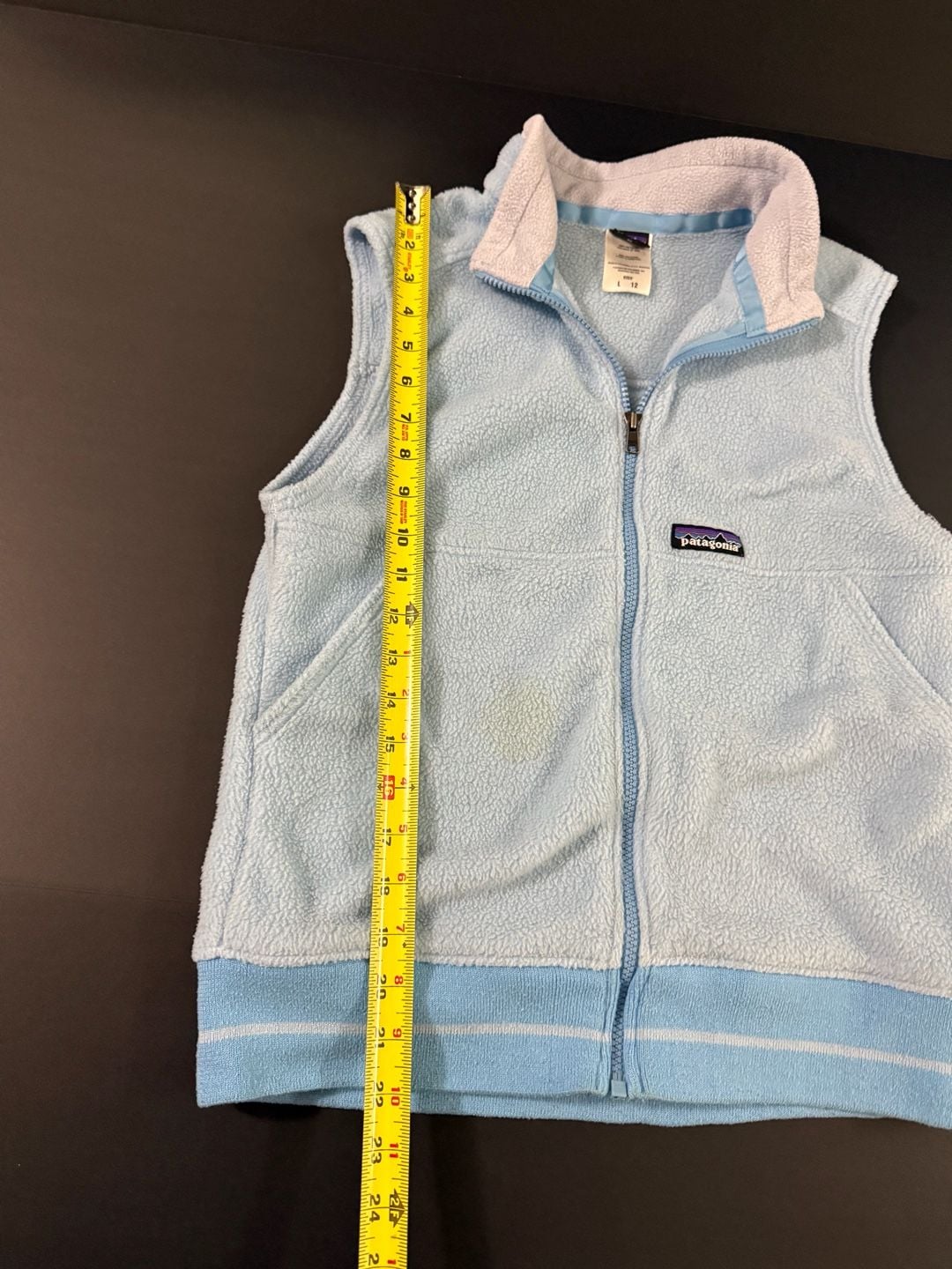 Patagonia Fleece Vest Size Kids' 12 Light Blue Full Zip 5