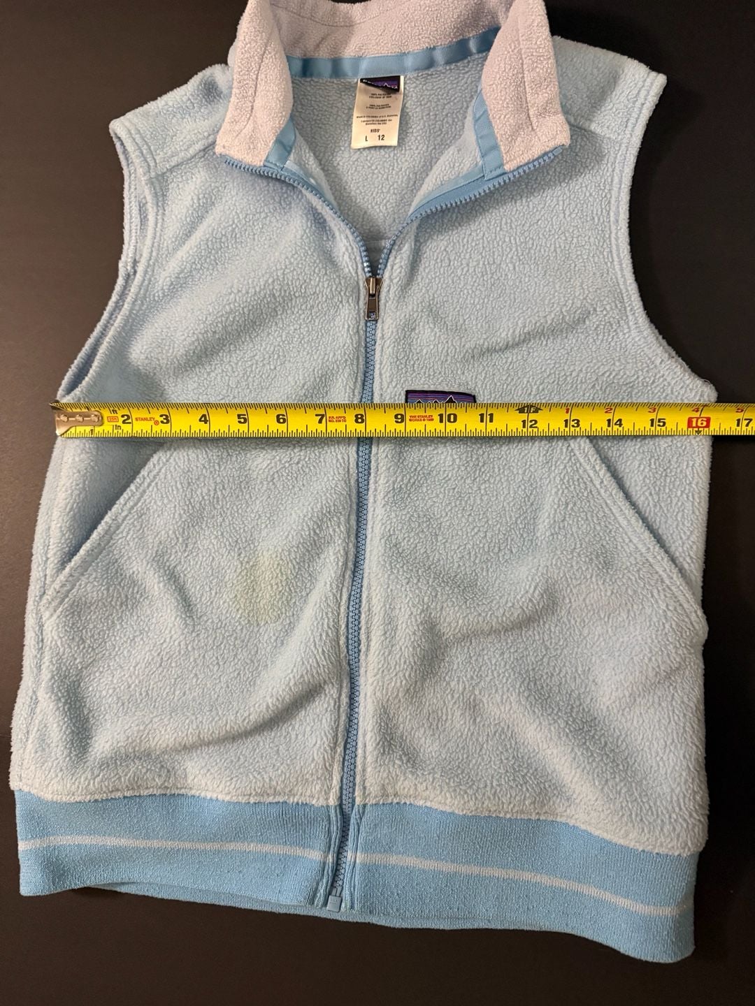 Patagonia Fleece Vest Size Kids' 12 Light Blue Full Zip 7