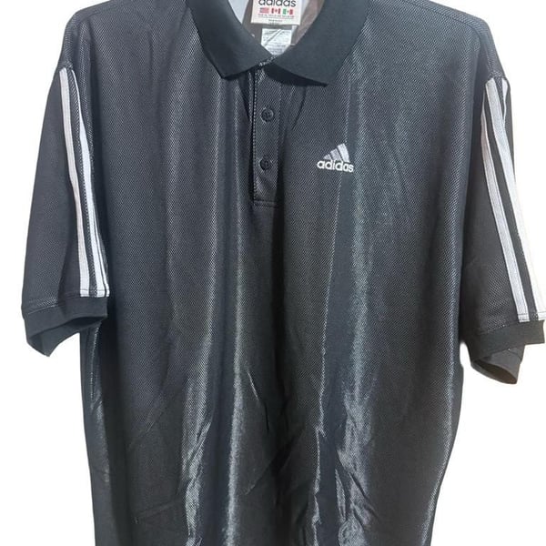 Adidas Polo Shirt Size XL Black Mesh Athletic