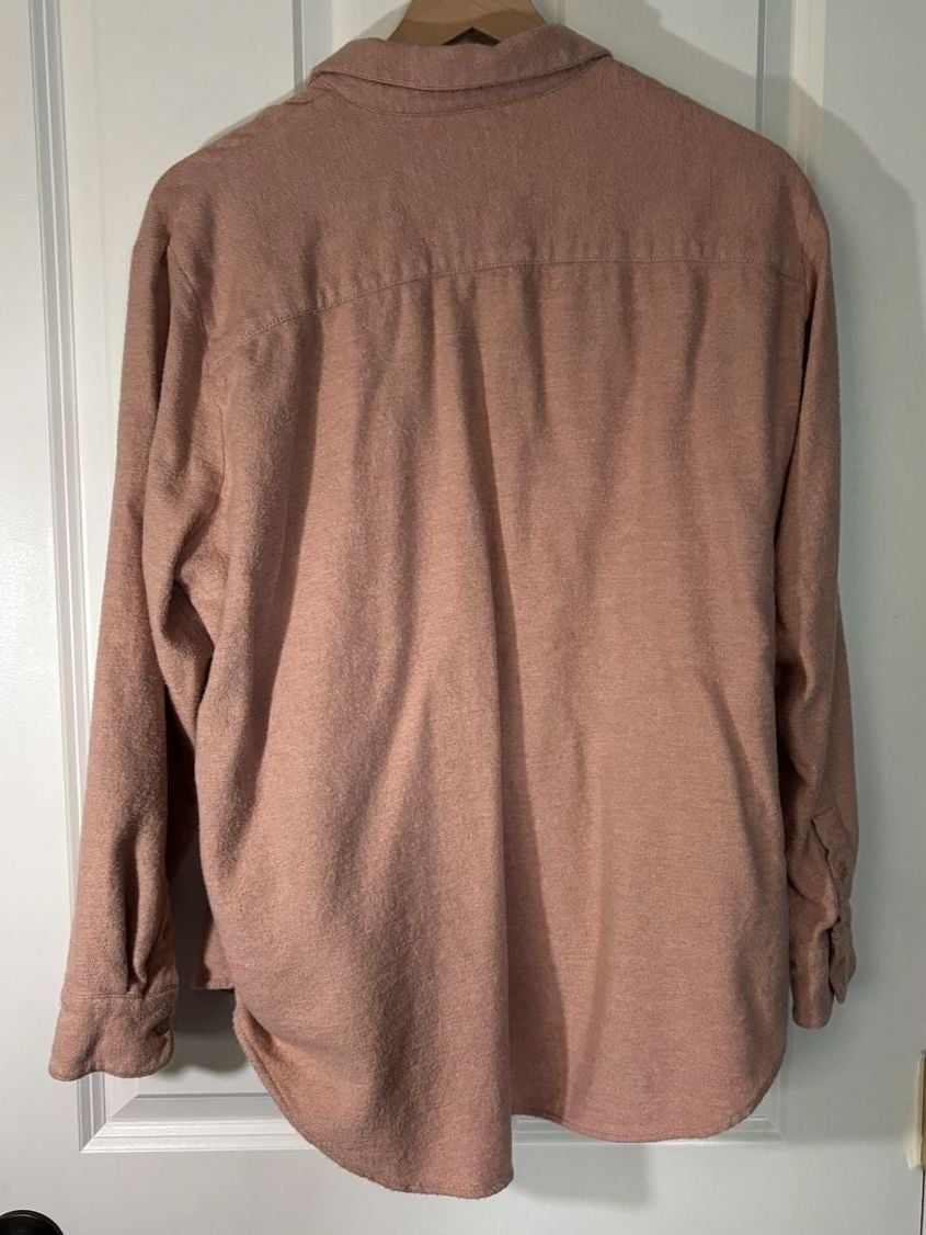 Madewell Flannel Button-Down Shirt Blush Pink Large 100% cotton 4