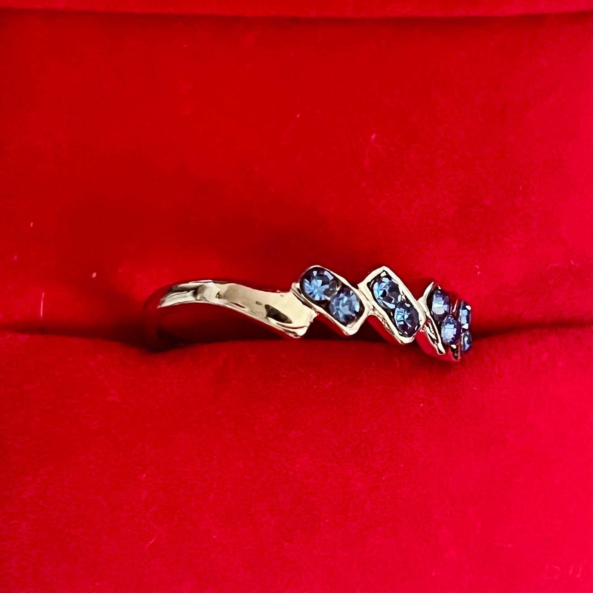 Vintage Sapphire Sterling Silver Chevron Design Ring Size 8 3