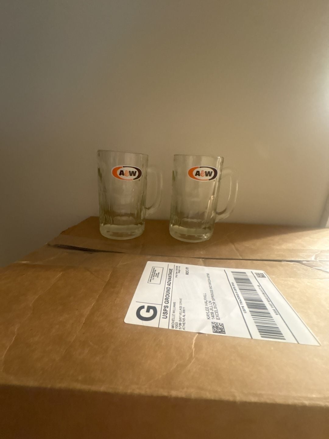 A&W Glass Root Beer Mug Set Vintage Heavy 1