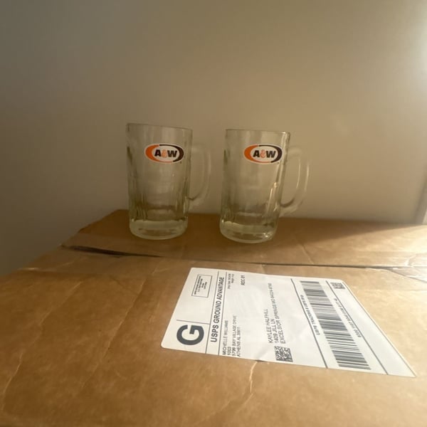 A&W Glass Root Beer Mug Set Vintage Heavy