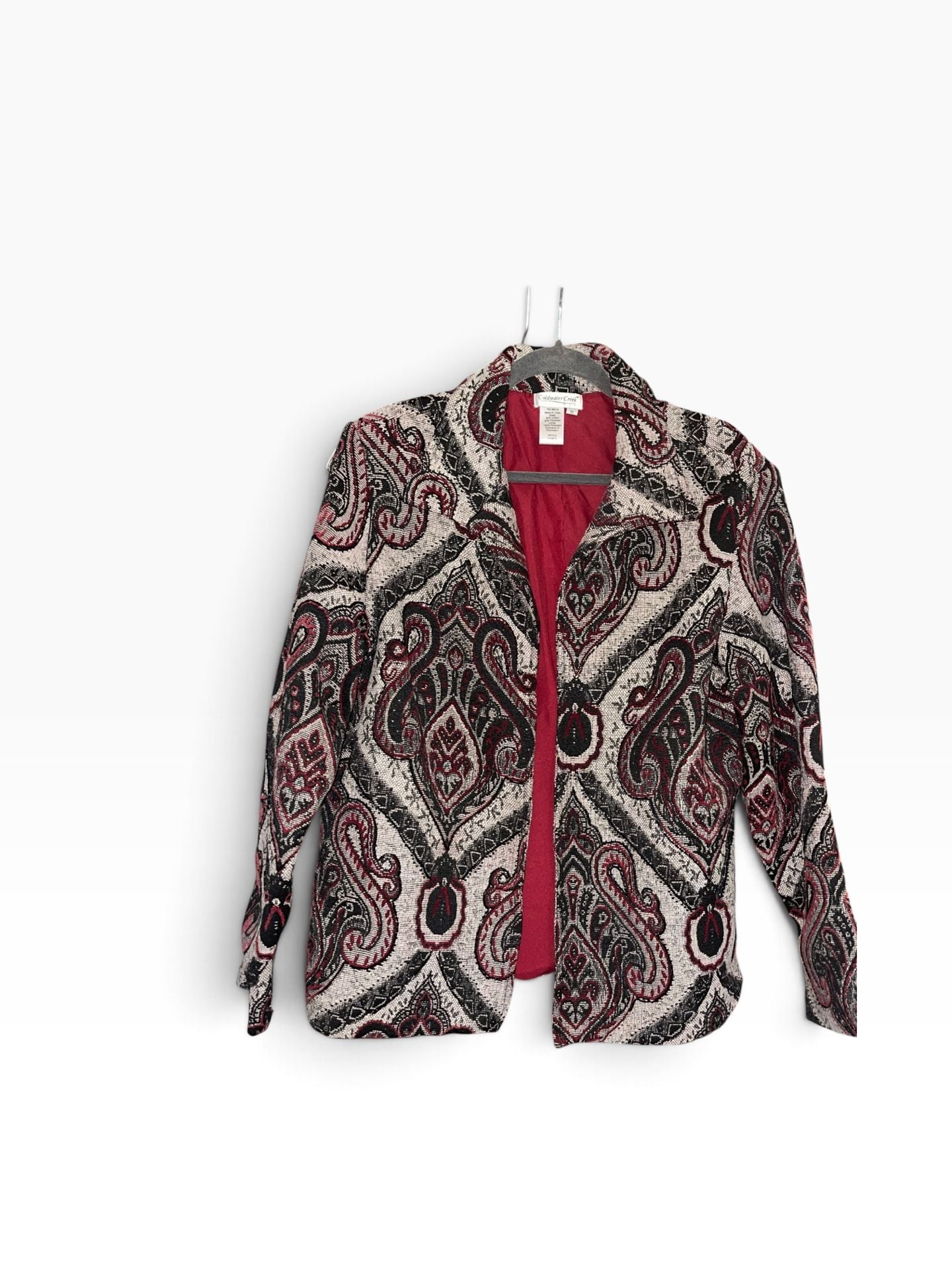 Coldwater Creek XL Paisley Beaded Tapestry Jacquard Blazer Boho 3