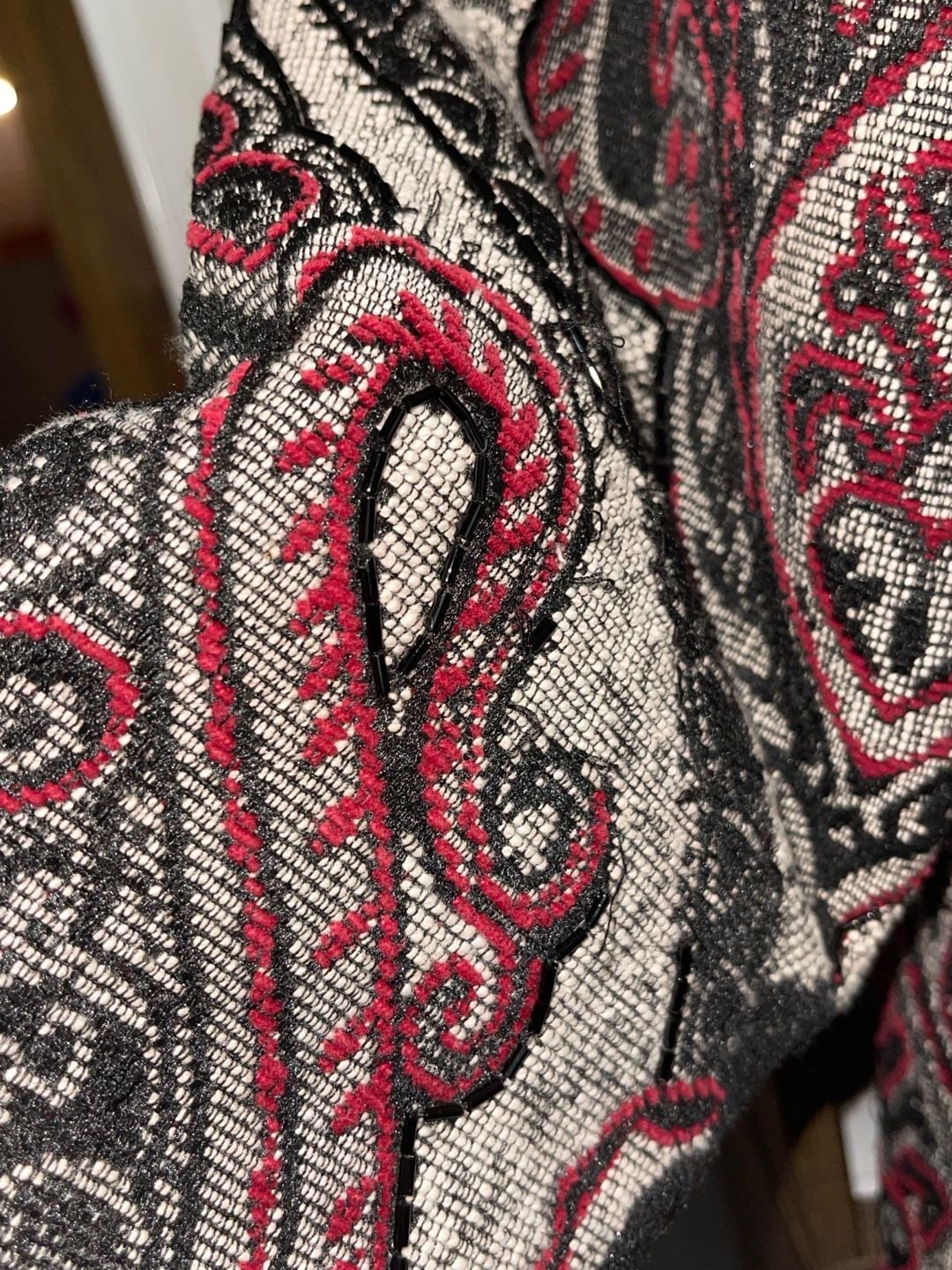 Coldwater Creek XL Paisley Beaded Tapestry Jacquard Blazer Boho 8